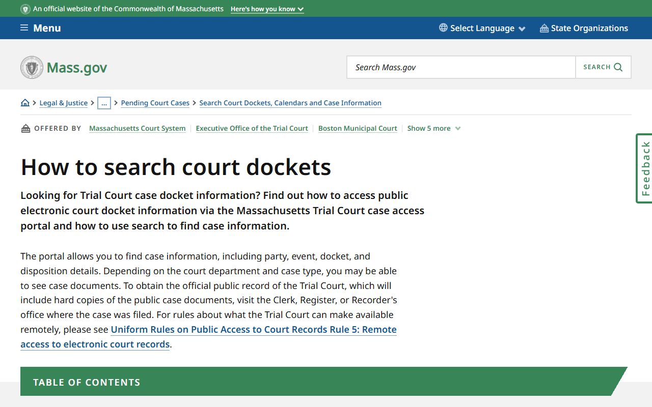 Court docket search tutorial Medford traffic court records