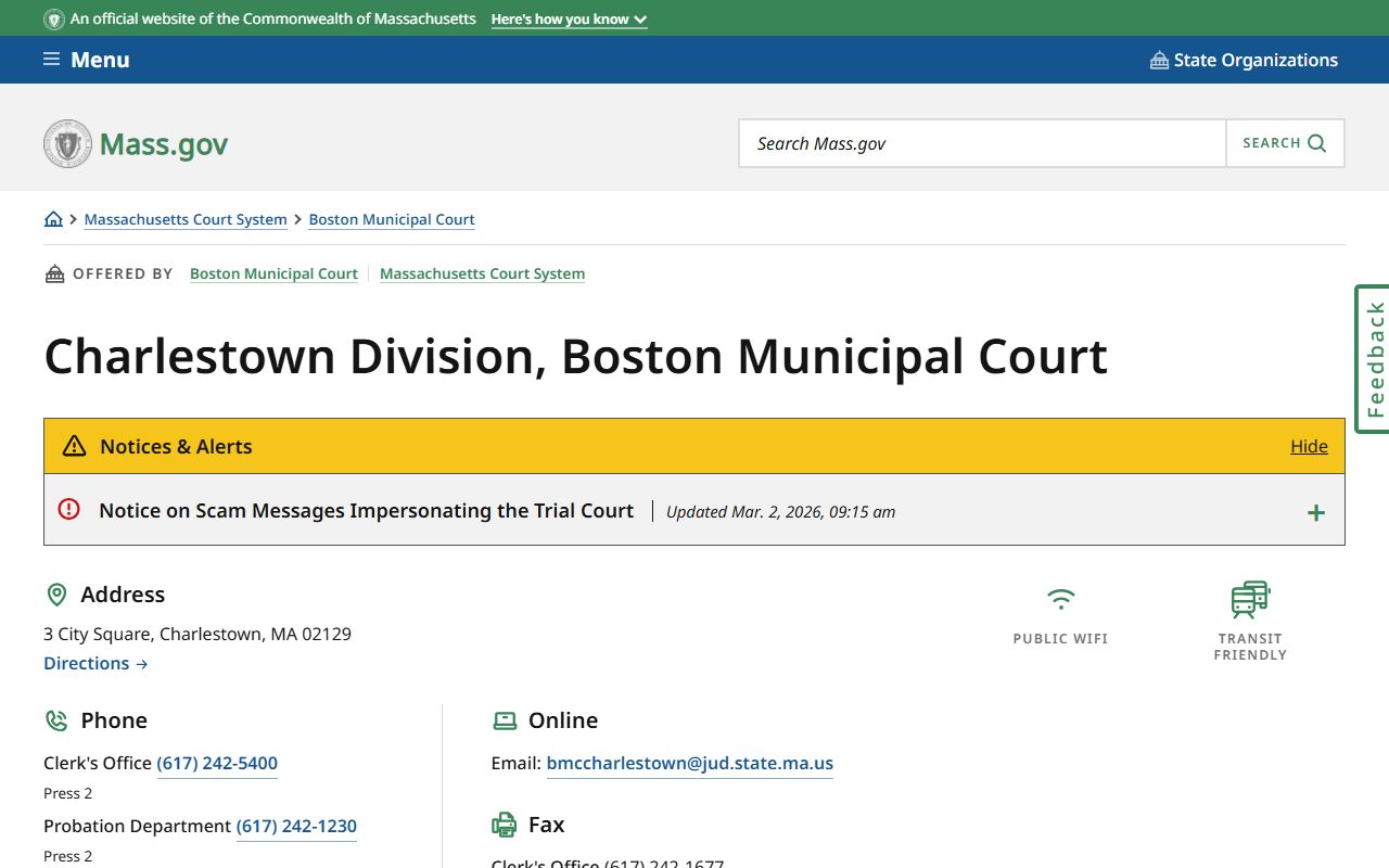 Charlestown Division Boston Municipal Court traffic court records