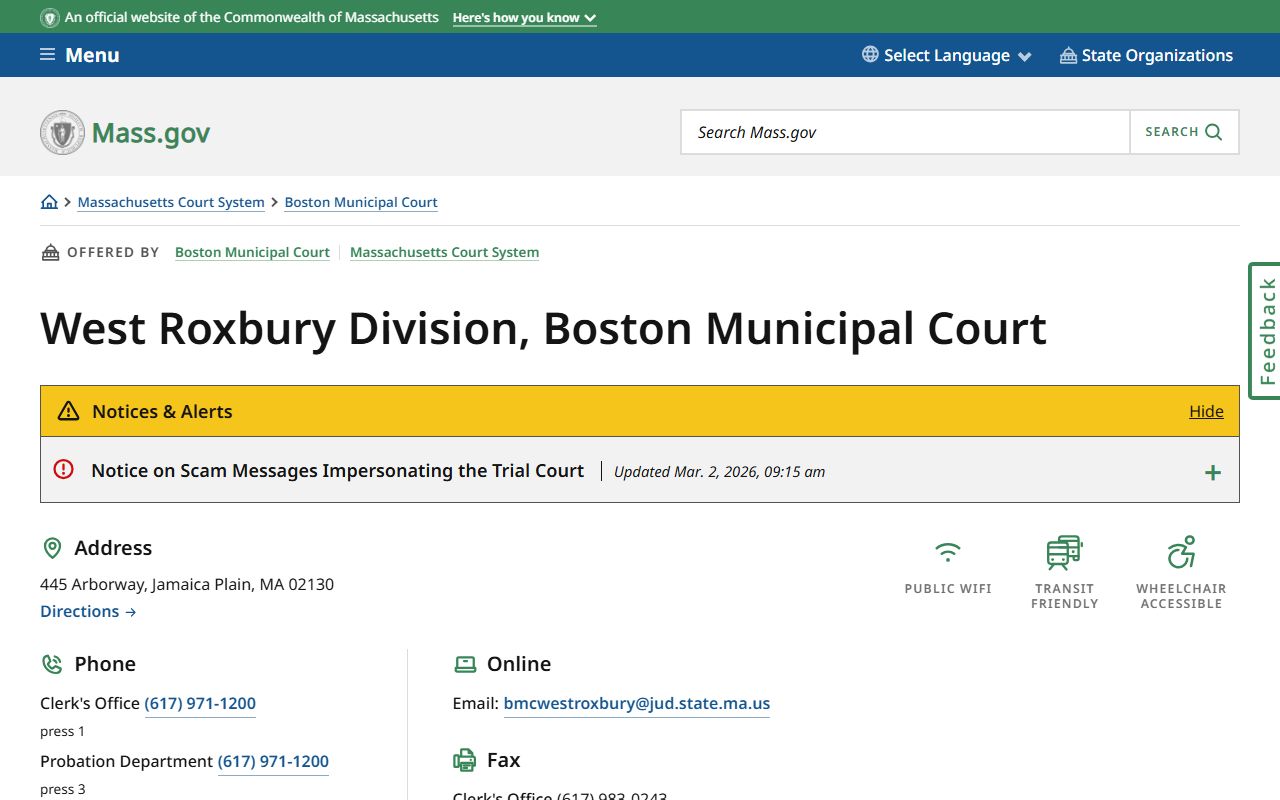 West Roxbury Division Boston Municipal Court traffic court records