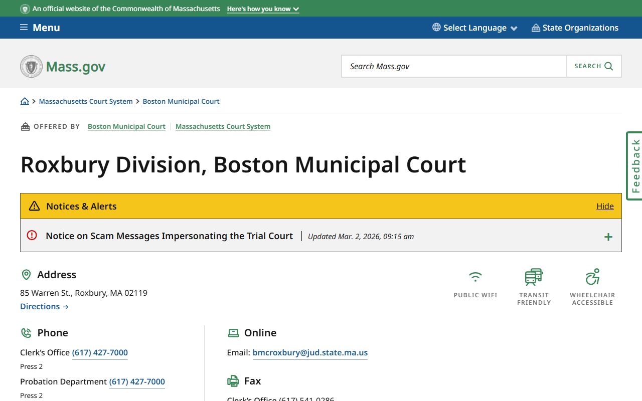 Roxbury Division Boston Municipal Court traffic court records