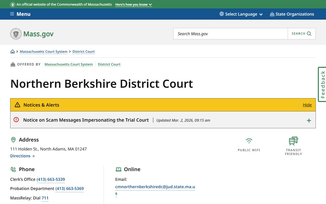 Northern Berkshire District Court Berkshire County traffic court records