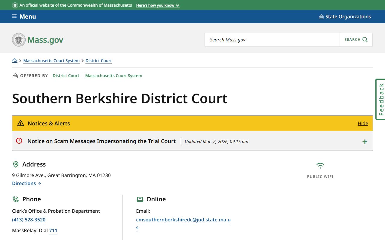 Southern Berkshire District Court Berkshire County traffic court records