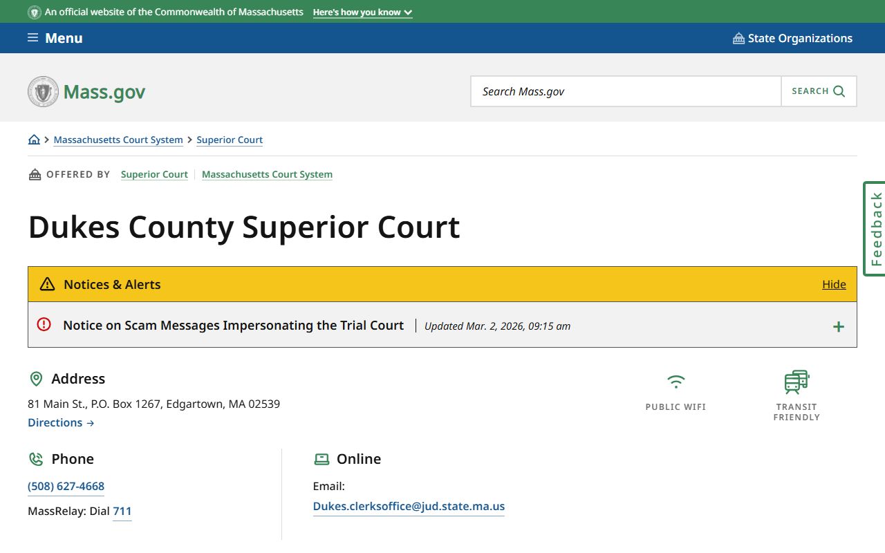 Dukes County Superior Court Dukes County traffic court records