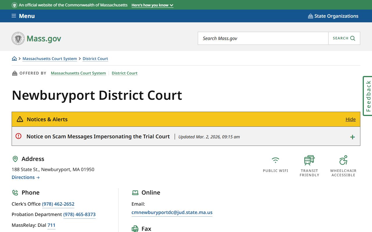 Newburyport District Court Essex County traffic court records