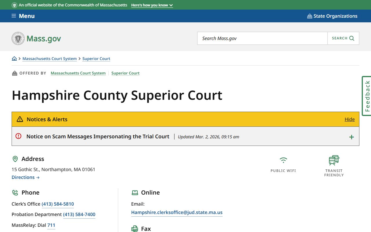 Hampshire County Superior Court traffic court records