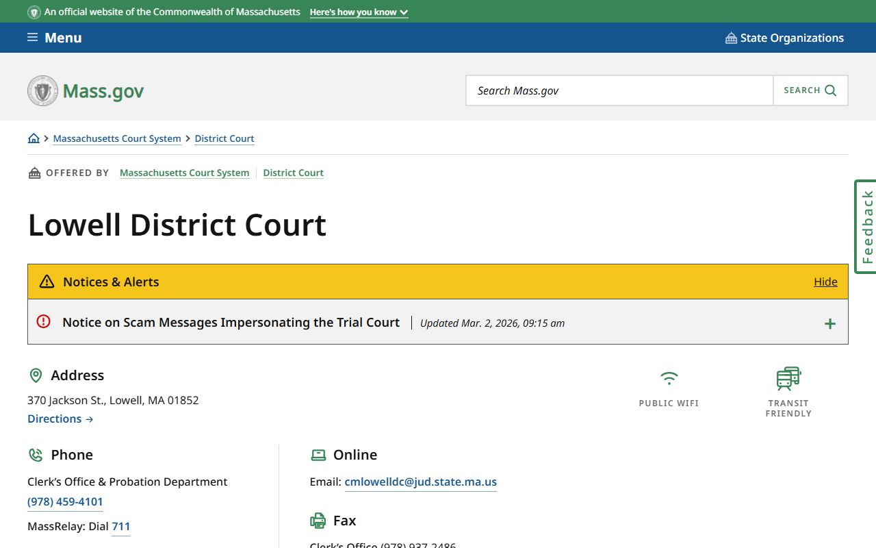 Lowell District Court Middlesex County traffic court records