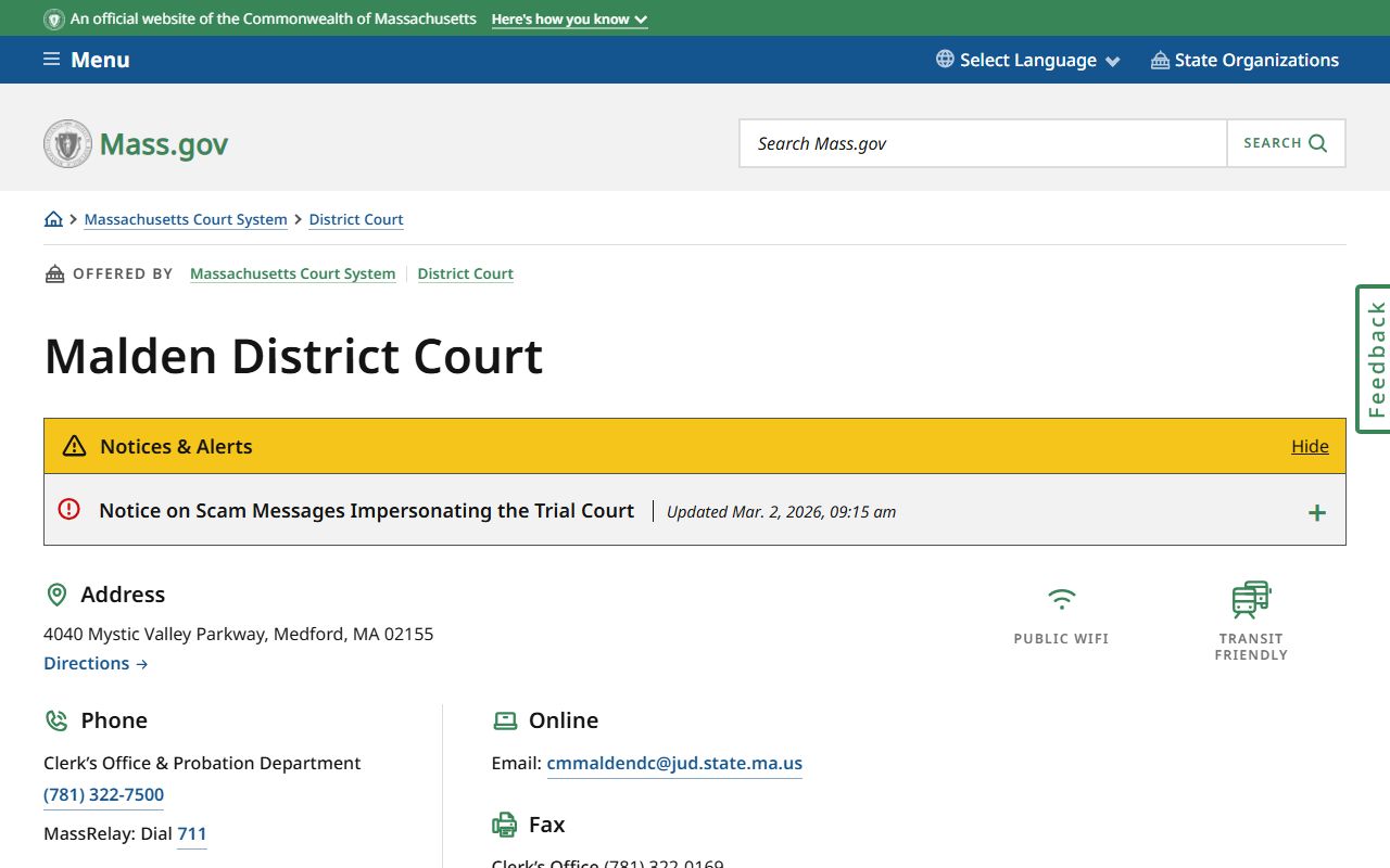 Malden District Court Middlesex County traffic court records