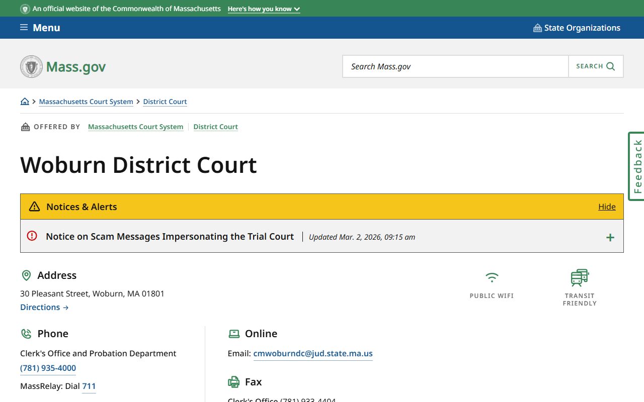 Woburn District Court Middlesex County traffic court records